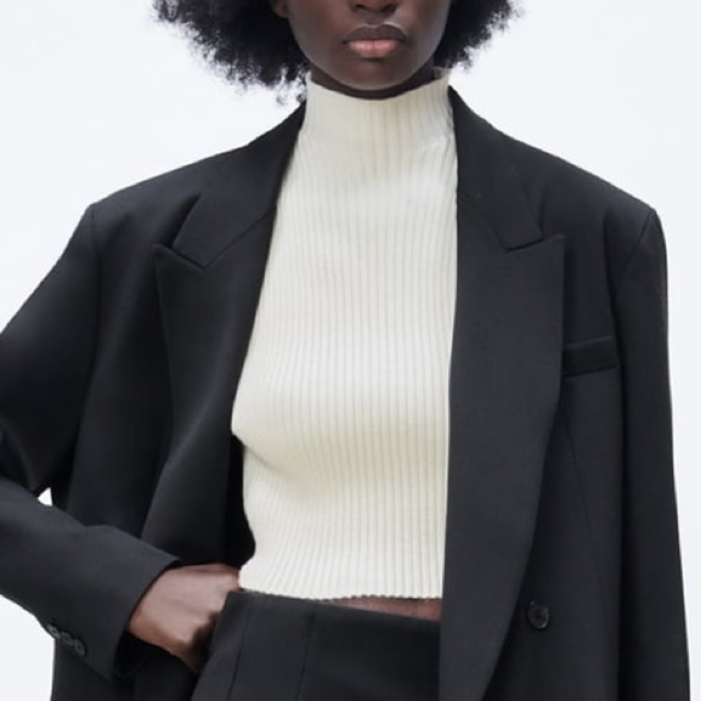 Zara - ribbed knit top in white - Small